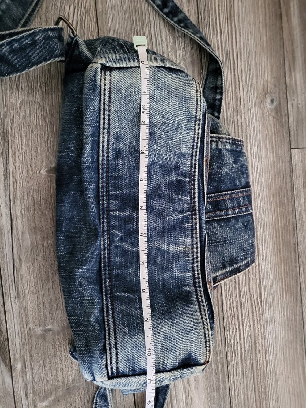 Acid Wash Denim Mini Backpack Rucksack - Picture 12 of 16
